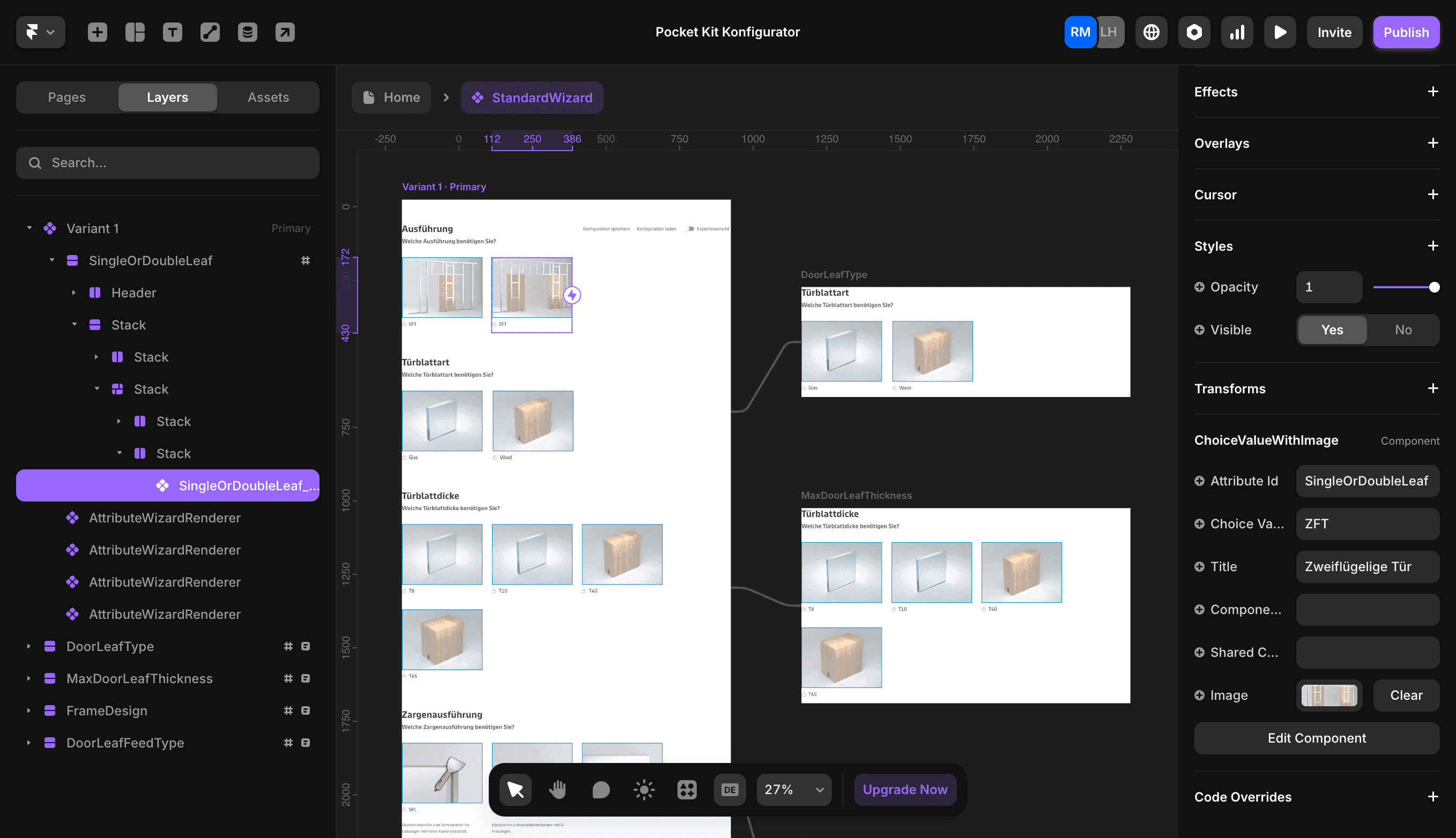 Konfigurator-Aufbau im Viamedici Configurator UI Kit für Framer